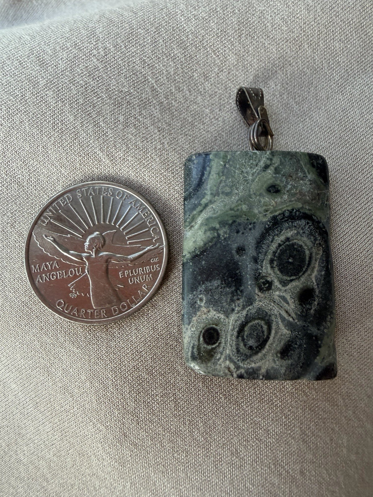 Gorgeous large rectangular Kambaba jasper pendant With Bale