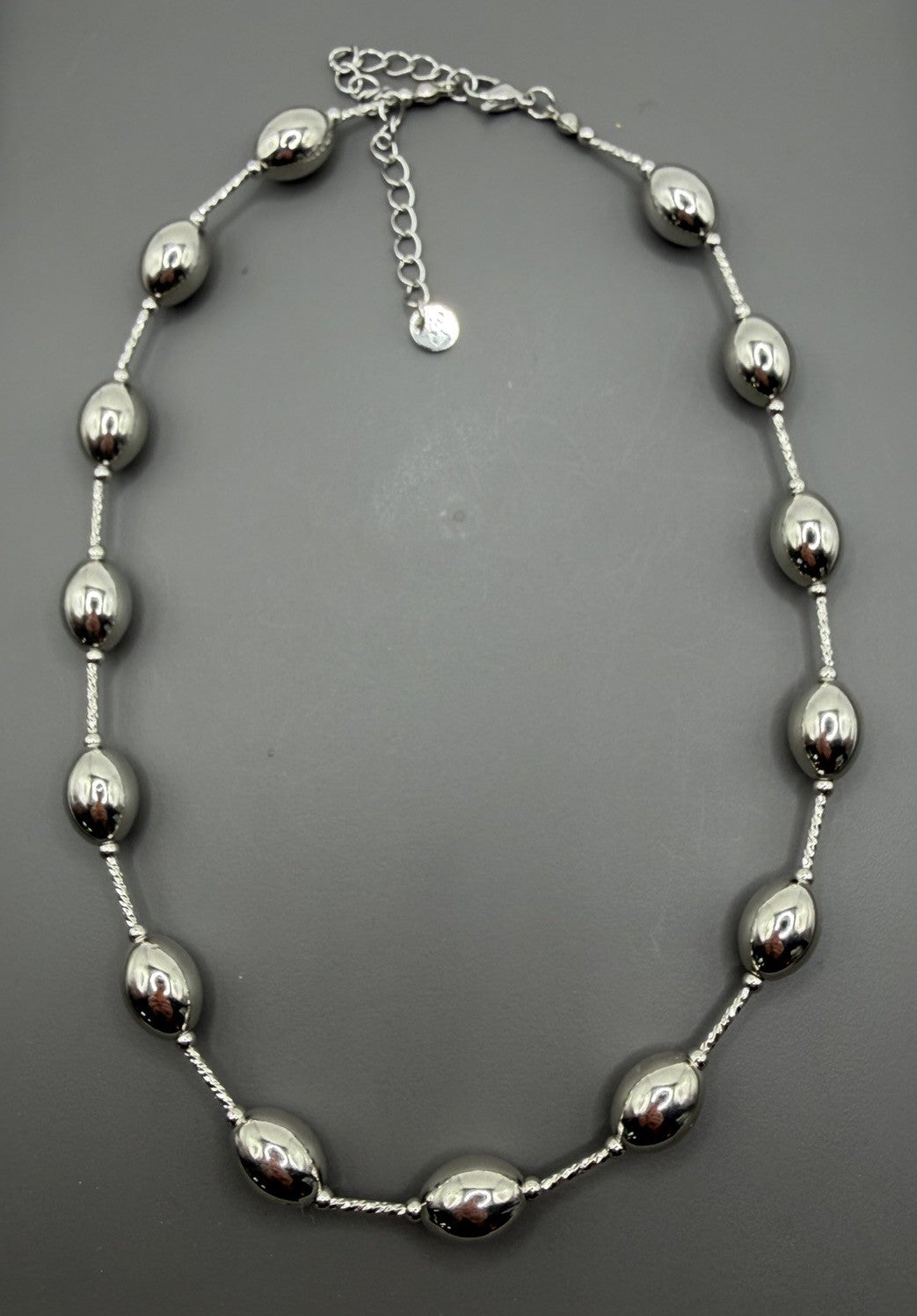 Luxury Look, Silver Toned Beaded Station Chain