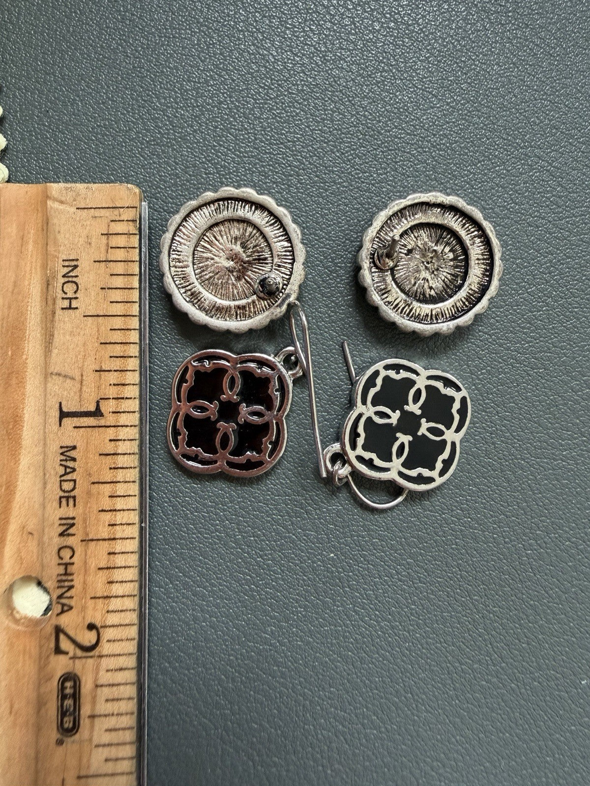 Black & Silver Earrings Lot of 2  Pierced Fashion Jewelry