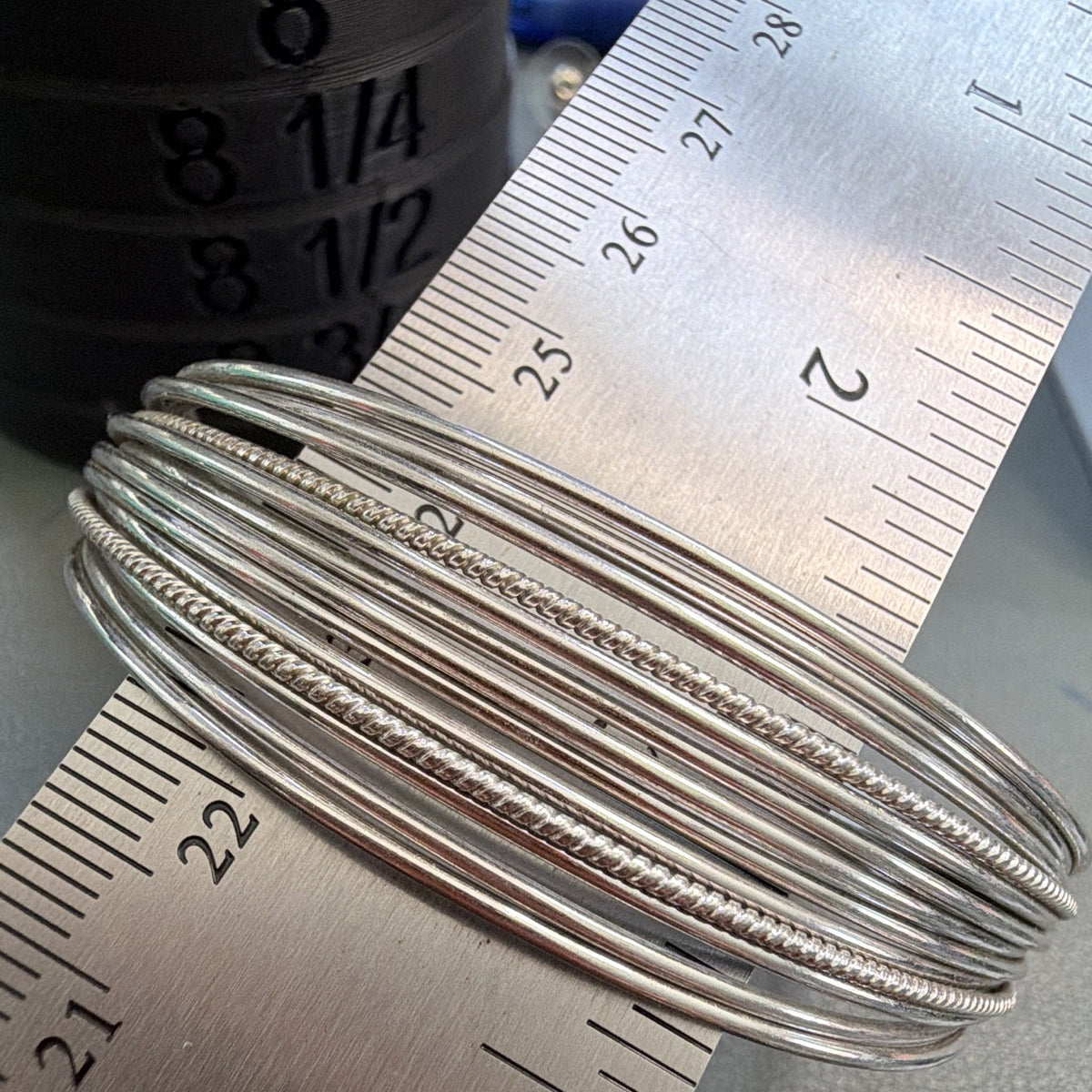 Signed Sterling Silver 925 Multi-Wire Cuff Bangle Bracelet Signed adjustable 7in