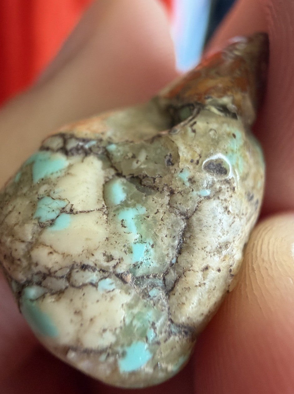 Natural Turquoise Nugget Polished Freeform Specimen 4.2g Blue Green Matrix