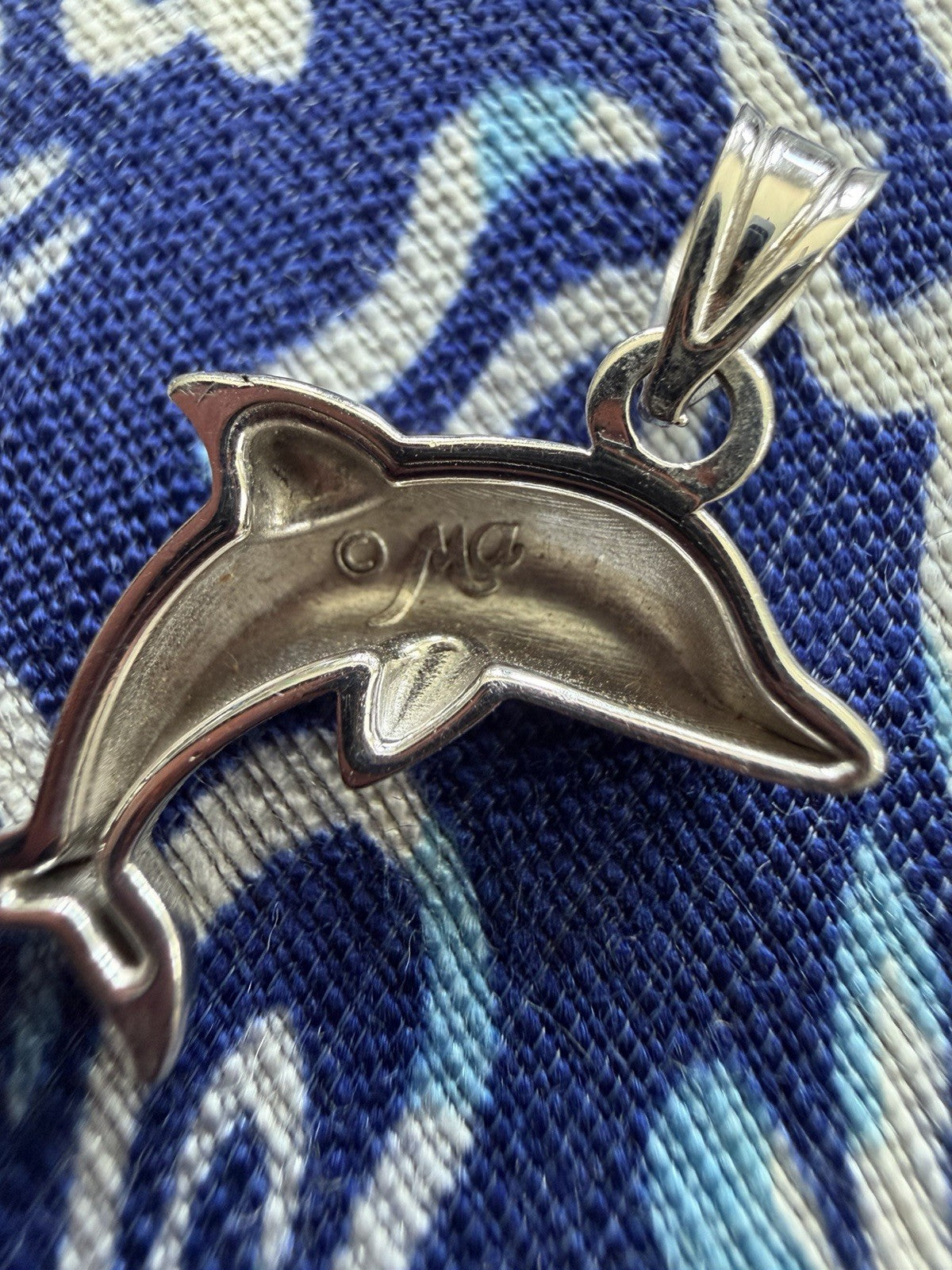 Vintage Michael Anthony USA 14K White Gold Jumping Dolphin Petite Slide Pendant