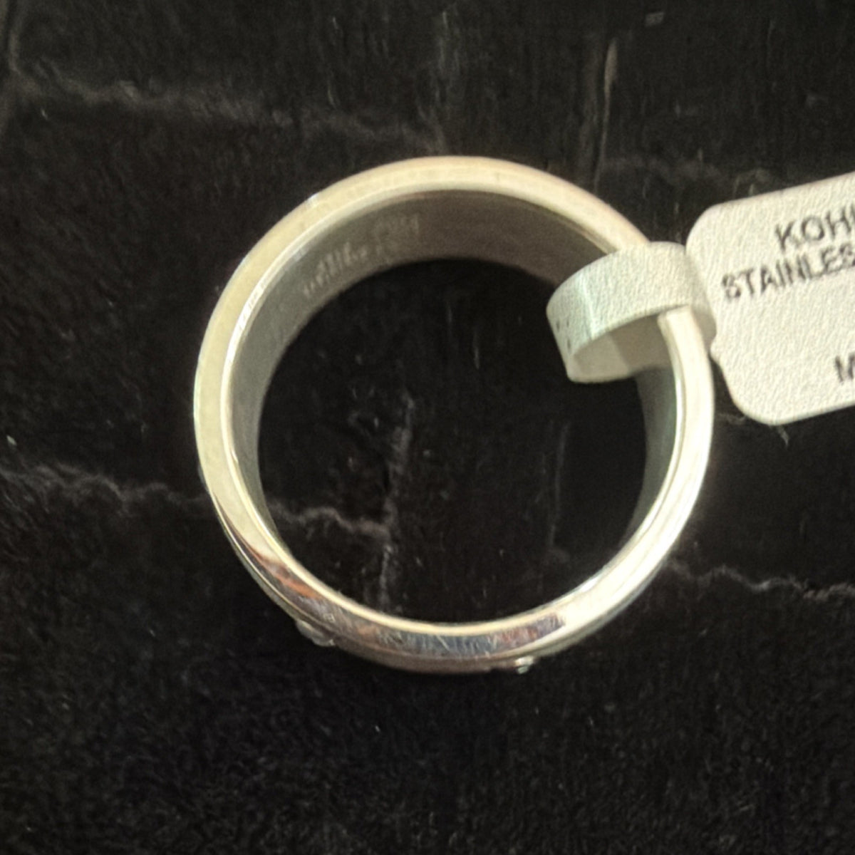 Kohl's Silver Tone Stainless Steel Wide Band Ring Size 10 7mm Modern Style