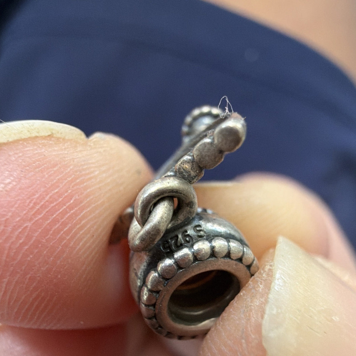 Signed 925 Sterling Silver Menorah Dangle Charm Bead No Stone Religious