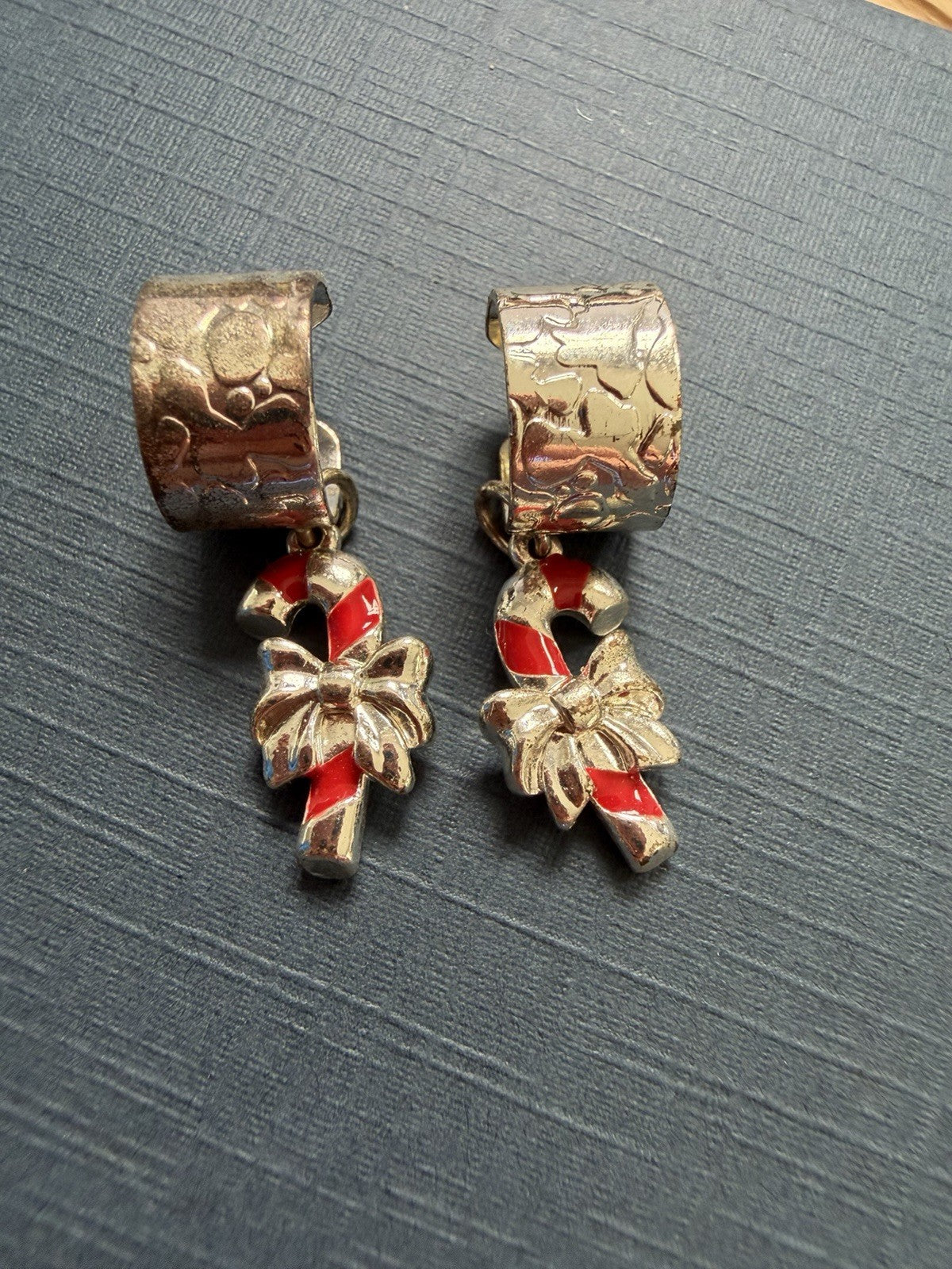 Vintage AVON Holiday Ear Cuffs Candy Cane Earrings Christmas