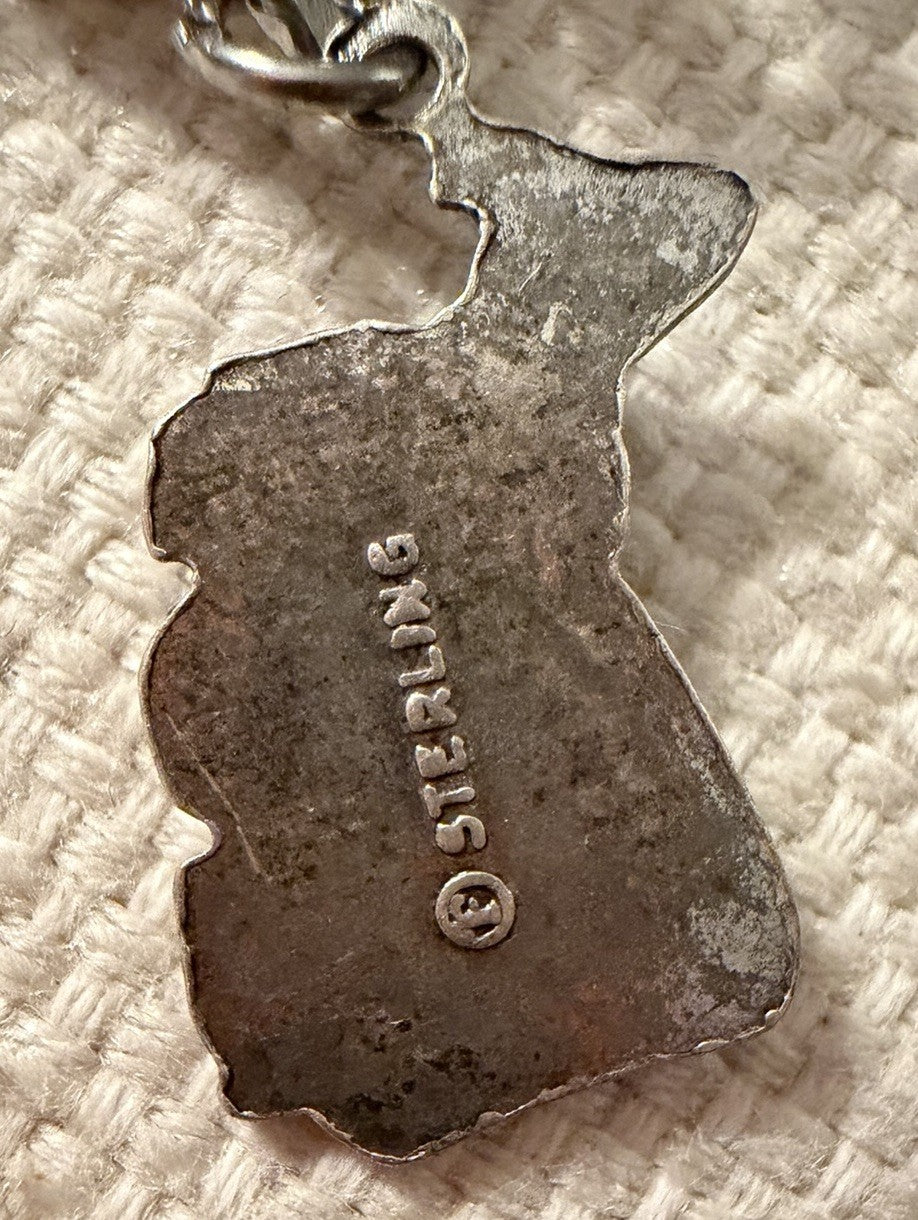 Sterling Signed Sterling Silver 925 Michigan Map Charm Pendant Travel Theme