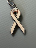 .925 Sterling Silver Light Pink Enamel Awareness Ribbon Charm