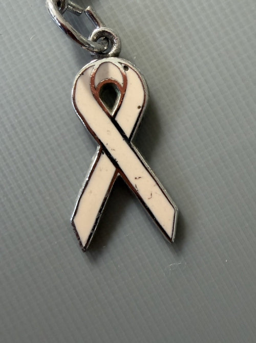 .925 Sterling Silver Light Pink Enamel Awareness Ribbon Charm