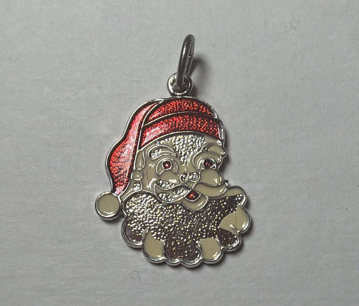 Vintage 925 Sterling Silver Christmas charm Santa Claus Red White Enamel Charm