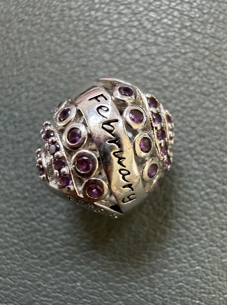 FOREVER QUEEN Birthstone Charm for Bracelet - 925 Sterling Silver Slide February