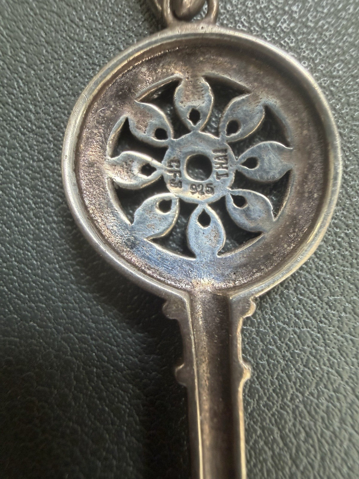 Signed CFJ Collins Sterling 925 Marcasite Ornate Skeleton Key Beautiful Pendant