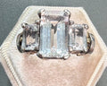 Stunning Lagos Caviar 18k Gold & 925 glacier Huge white topaz Emerald Cut Ring