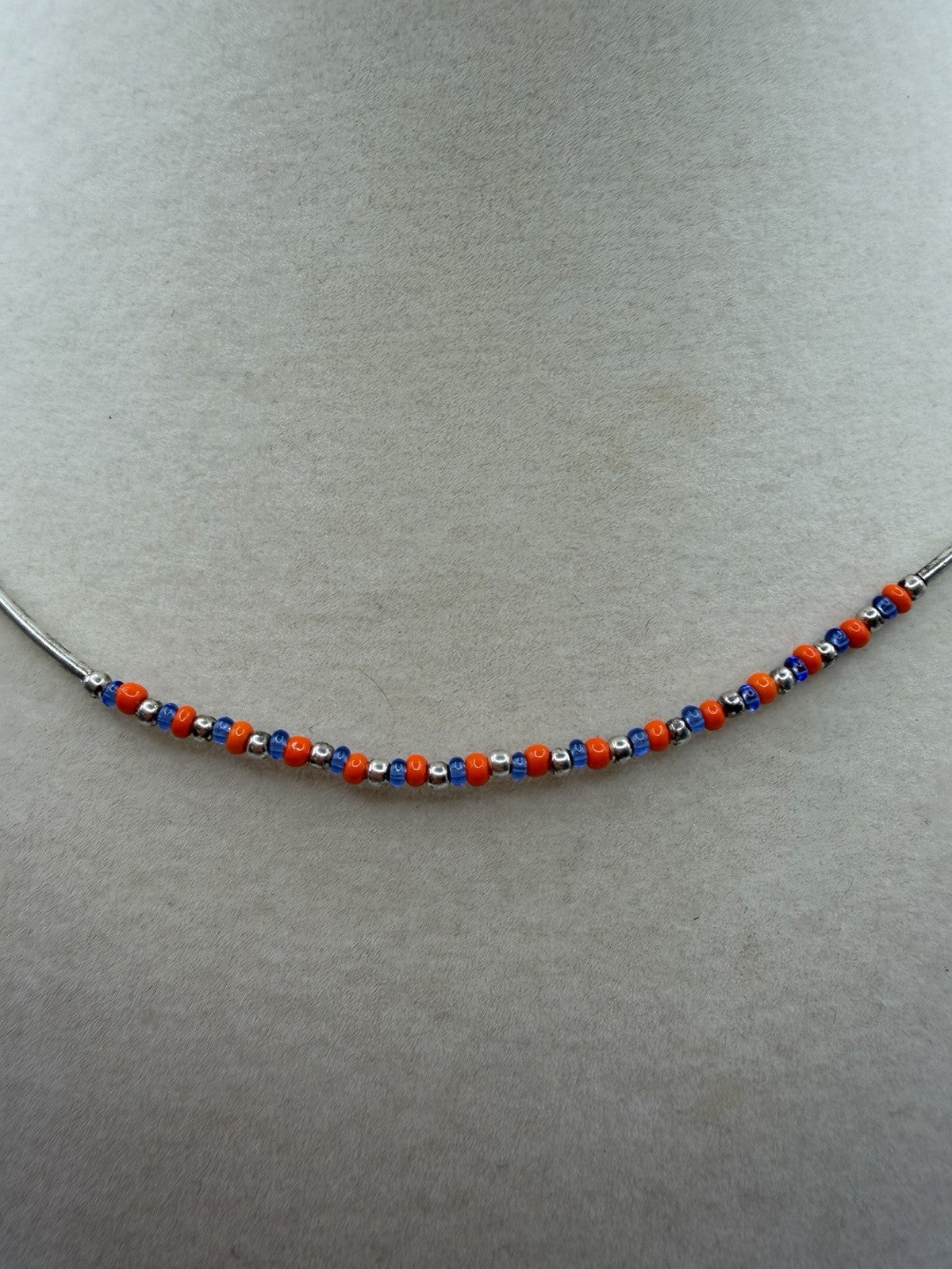 16 In Orange Blue  And Silver Sterling Silver Beaded