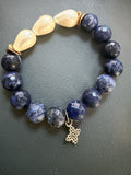 Sodalite Bead &  Pearl Stretch Bracelet