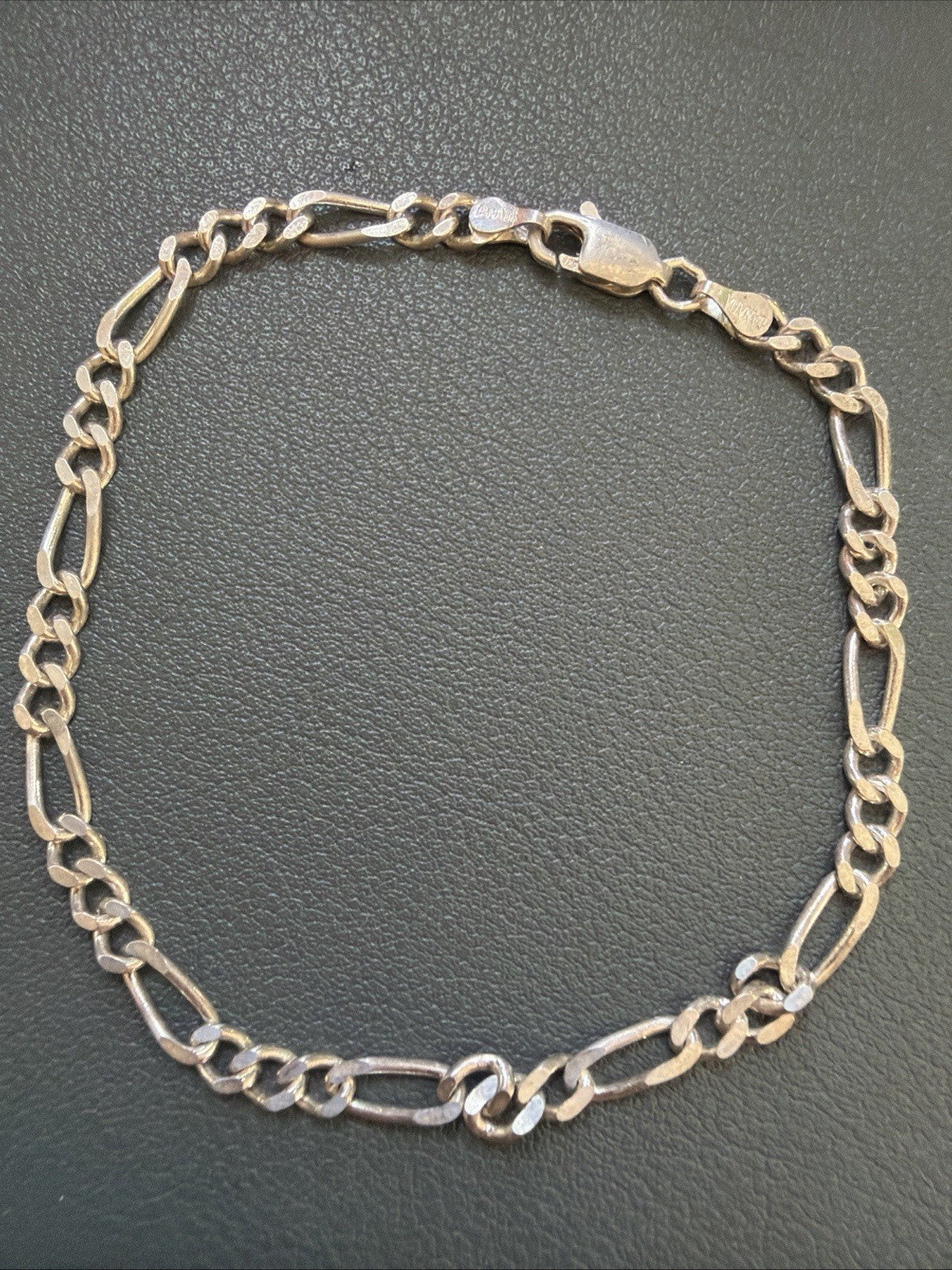Dainty Made In Canada Figaro Link Chain Bracelet Sterling Silver 925 7.25 Signed