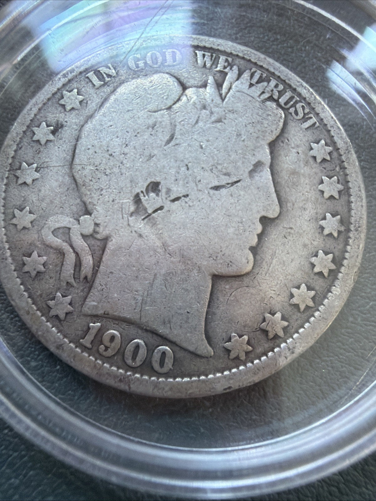 ½ Half Dollar Barber 90% Silver U.S Coin 1900 P Philadelphia 50C As Is W/ Case