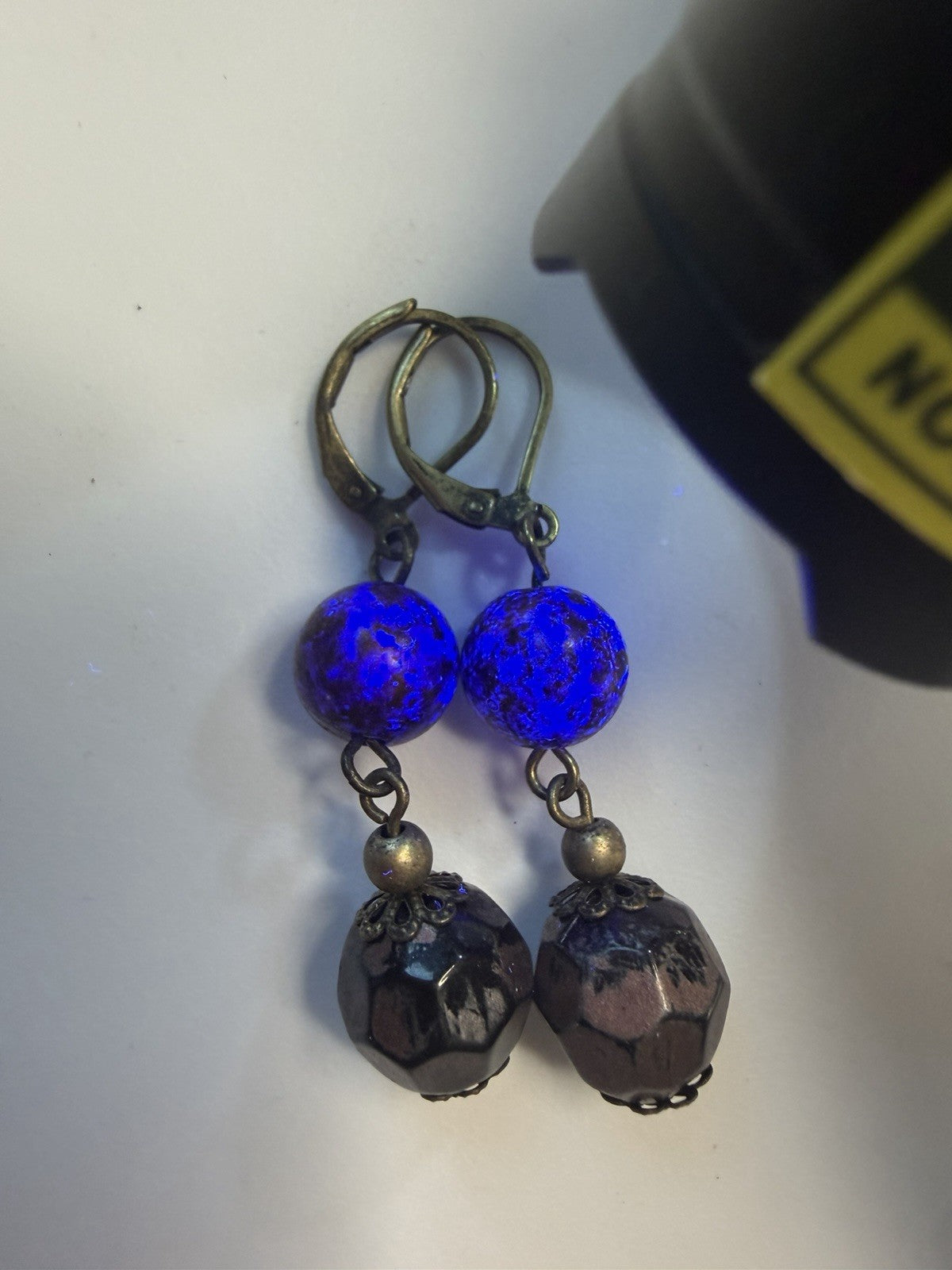Brown or Dark Maroon Round Bead Dangle/Drop Earrings Leverback Lobe Pierced