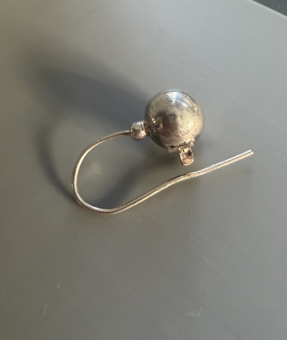 Vintage Signed sterling silver ball drop earrings With Hook Closure