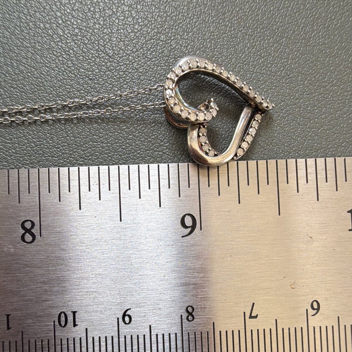 925 Sterling Silver Heart Pendant Necklace 0.25 CTW Round White Diamond 18inch