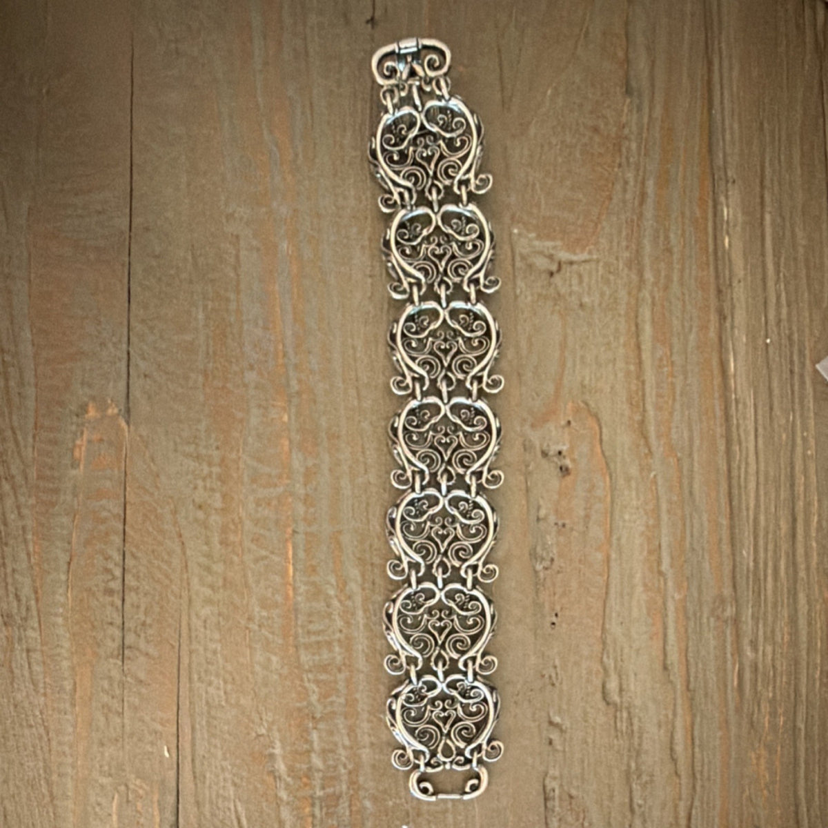 Carolyn Pollack 925 Sterling Silver Filigree Scroll Link Bracelet Southwest 52g