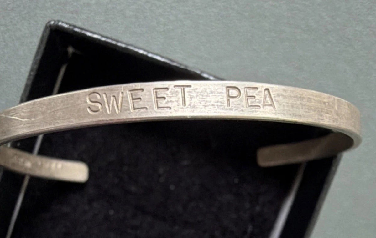 Sterling Silver 925  Engraved ‘sweet pea’ Cuff Bracelet Child size, little girl