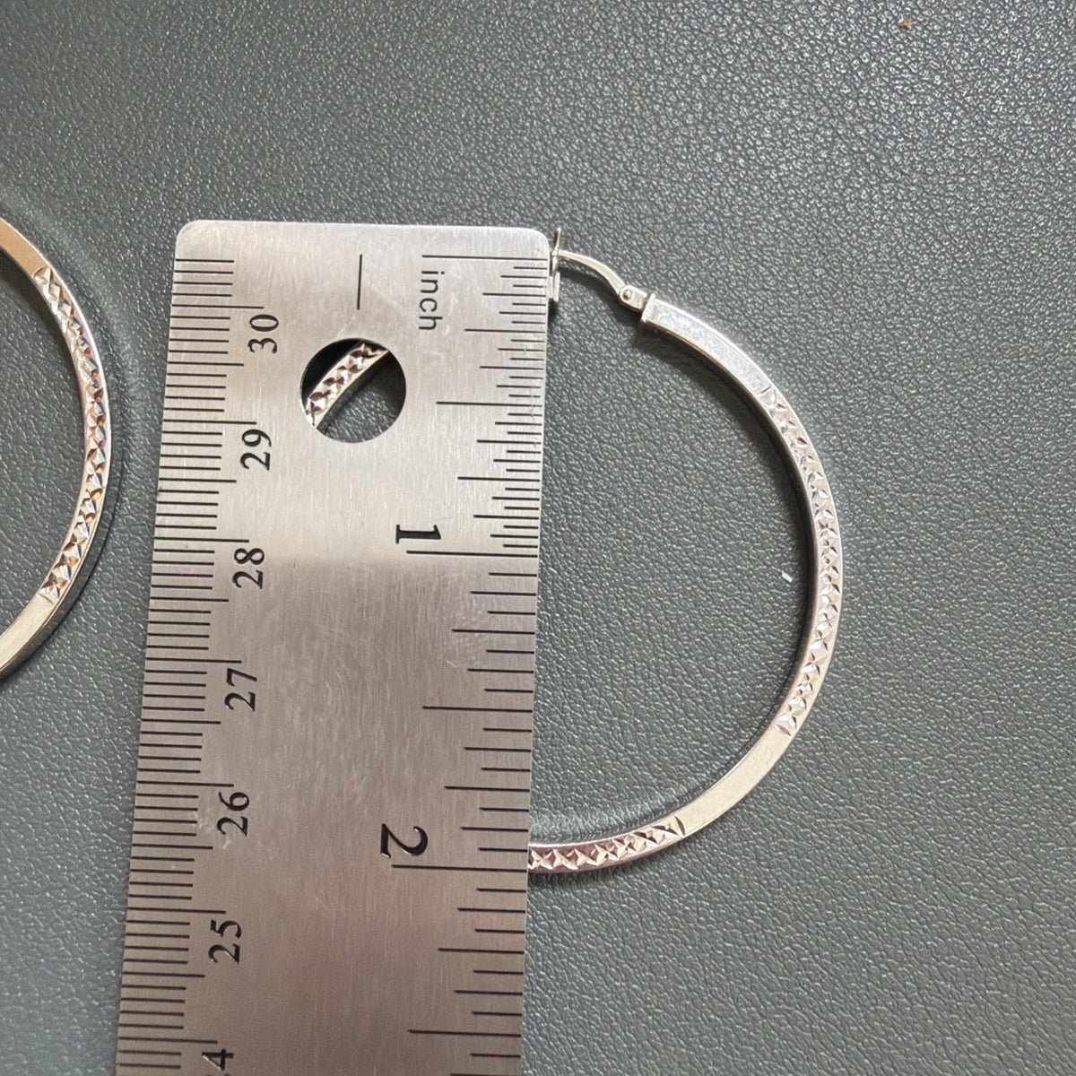 Gorgeous And Light Sterling Silver Diamond Cut Hoop Earrings Signed