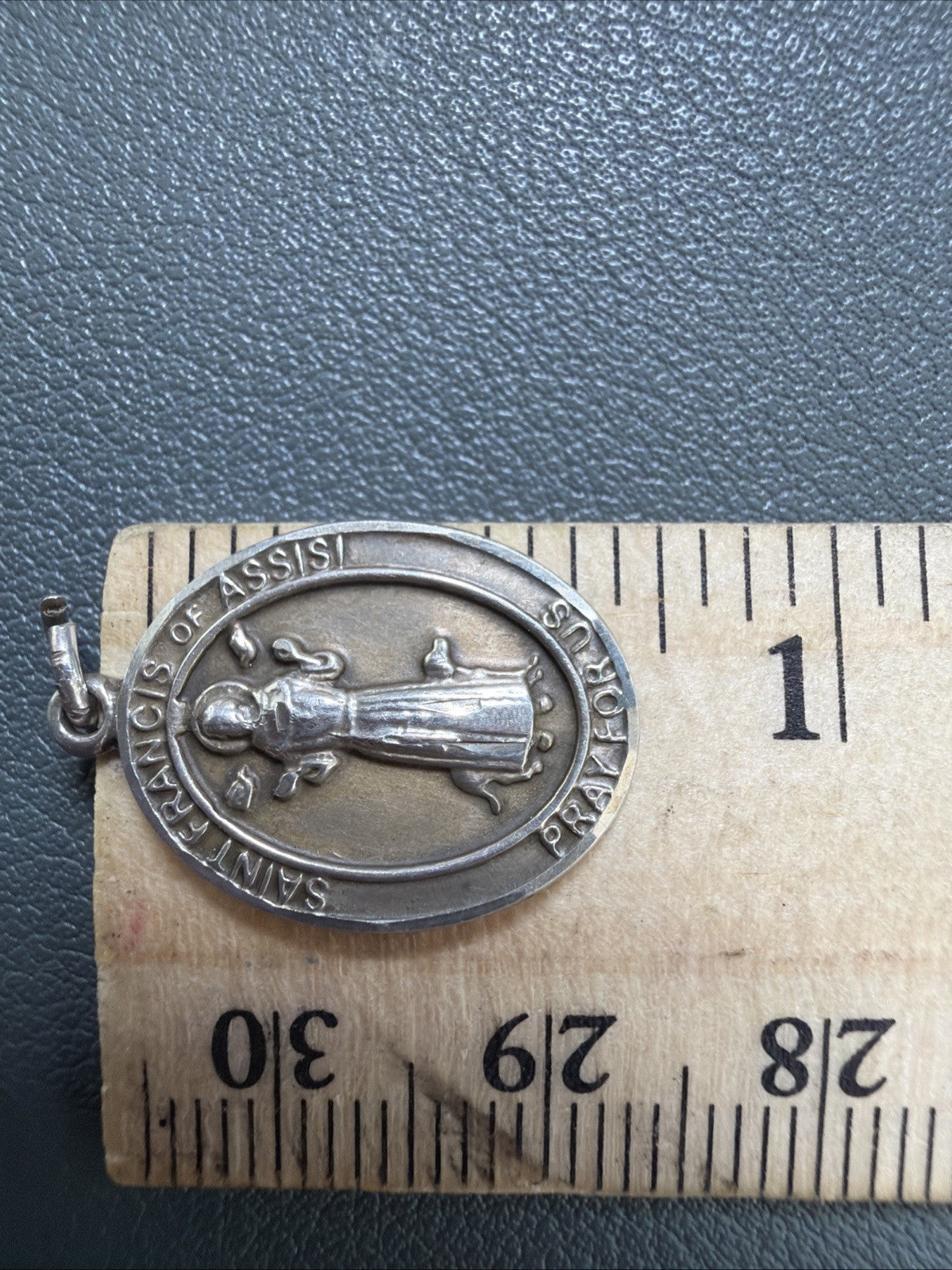 Vintage Sterling Silver 925 Bliss Saint Francis Of Assisi  Oval Catholic Charm