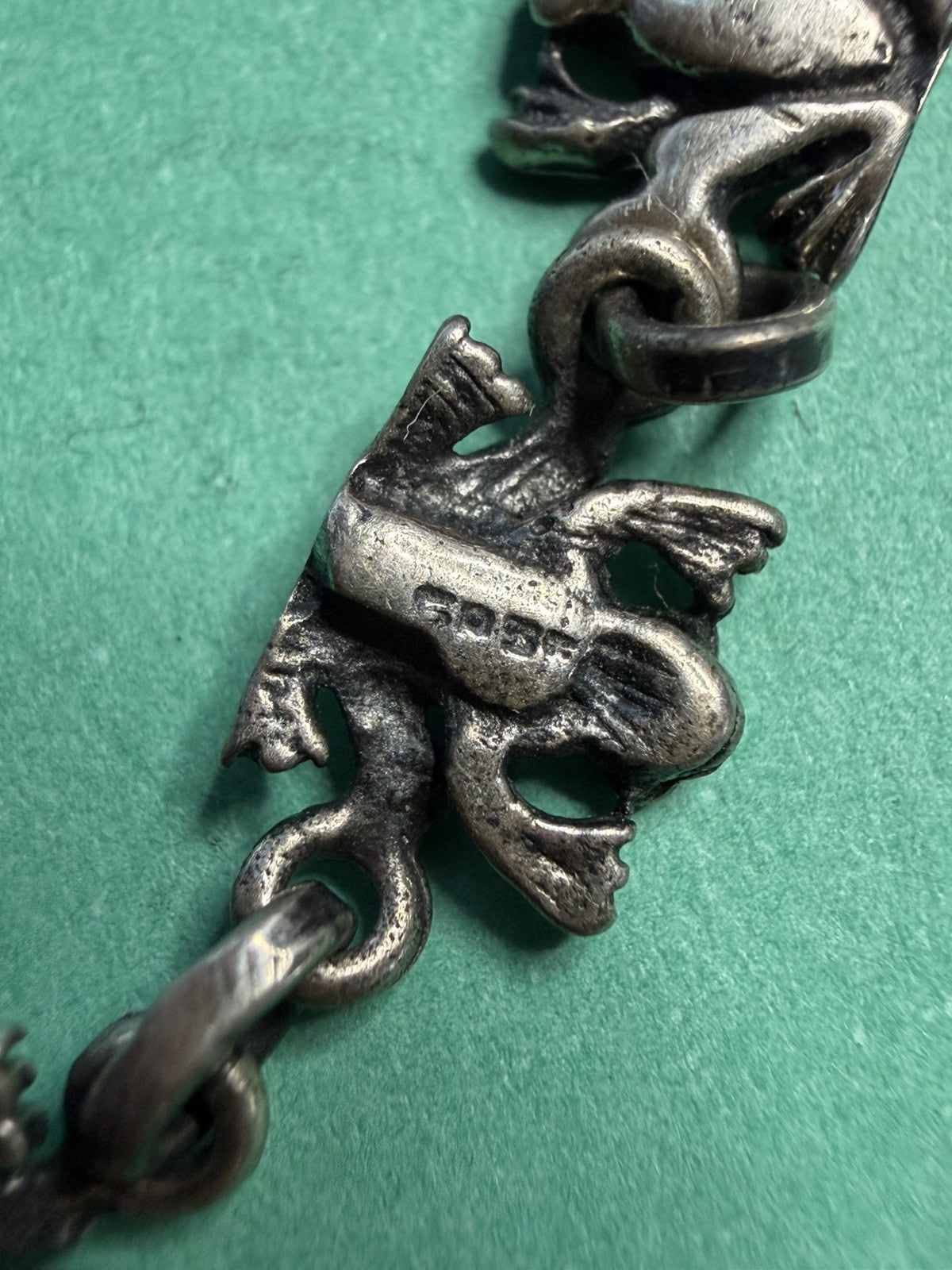 Vintage Native Mexico Sterling Silver 925 Frogs Link Bracelet 6.75
