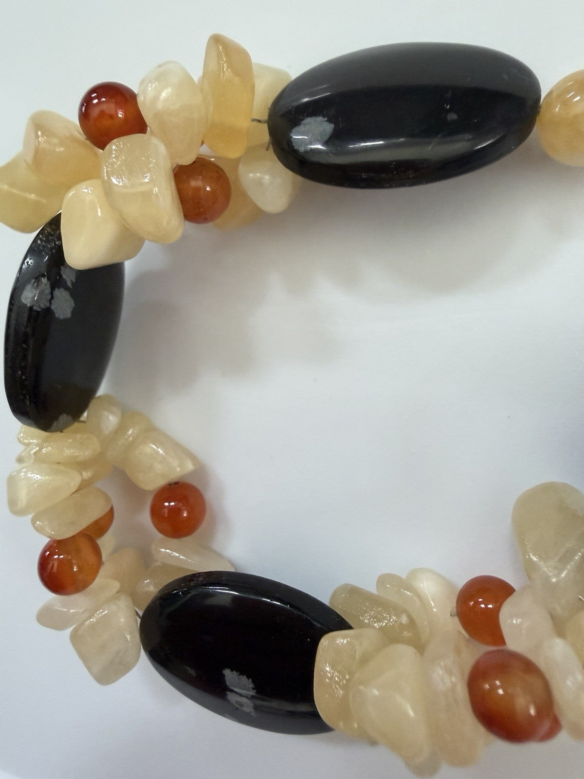 VTG 925 Lobster Clasp Agate, Onyx, Carnelian Natural Polished Gemstones Bracelet