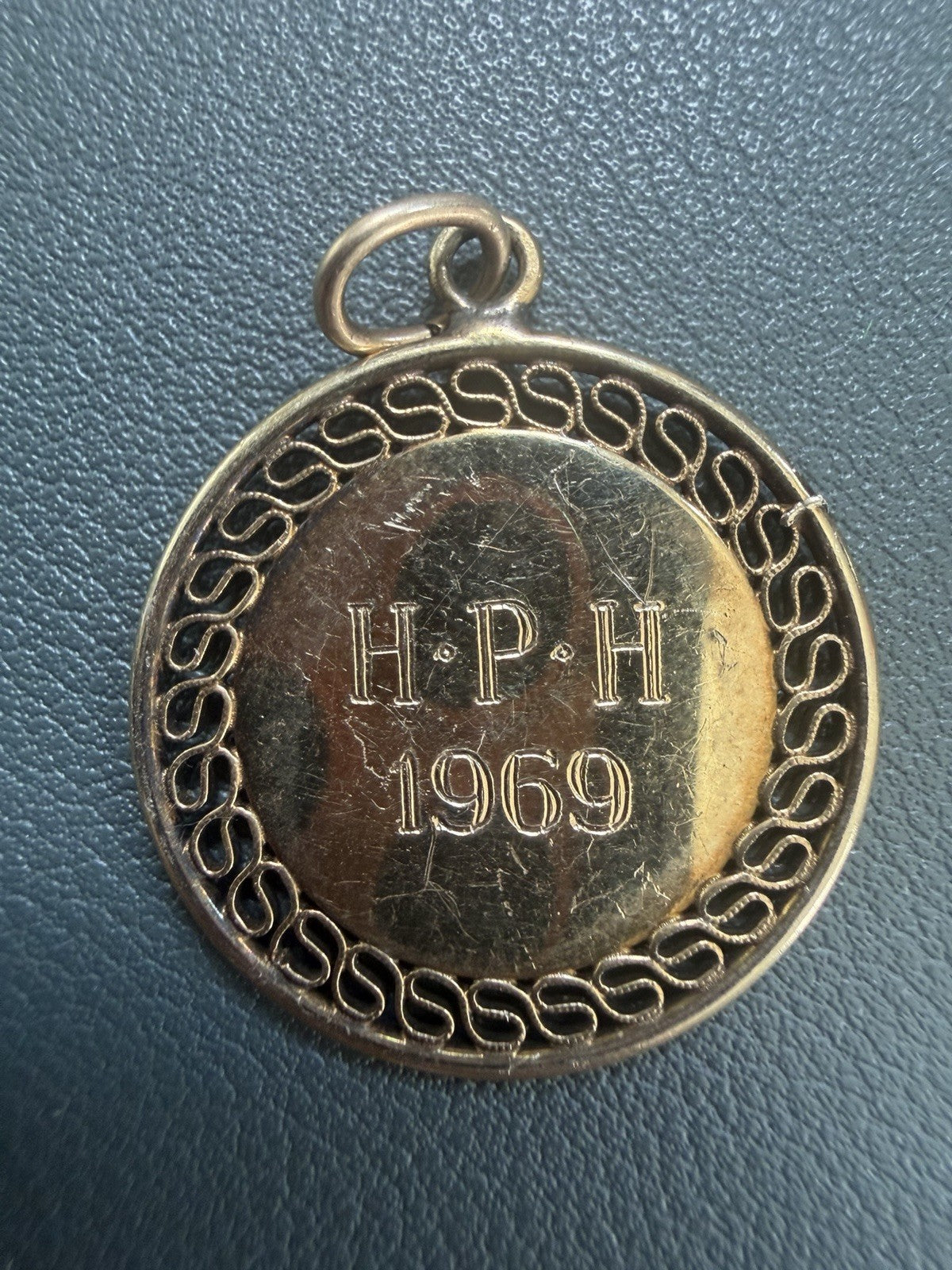 Elco 12k GF  Vintage Round Charm Pedant Engraved HPH 1969 3g