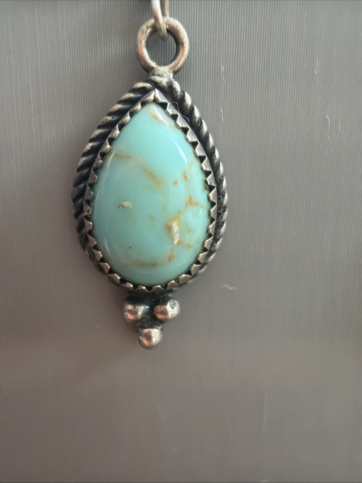 Vtg Native Sterling Silver 925 5 Star Oval Turquoise Tear Drop Earrings,