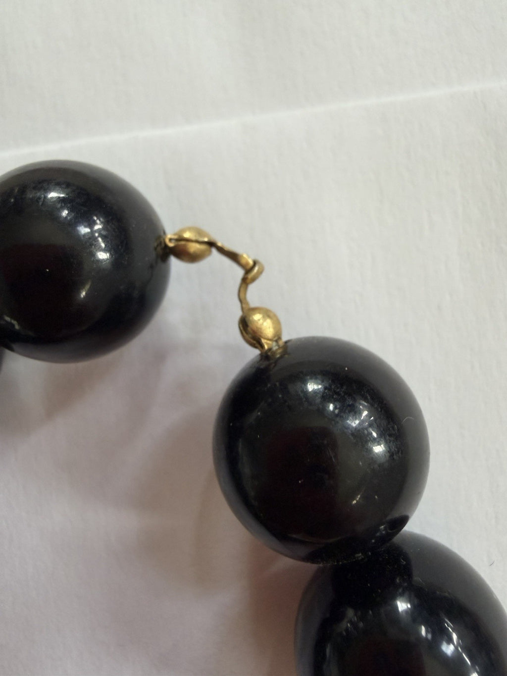 Vintage Graduated Statement Beaded Necklace Lot Purple & Black Round Beads 2 Pc