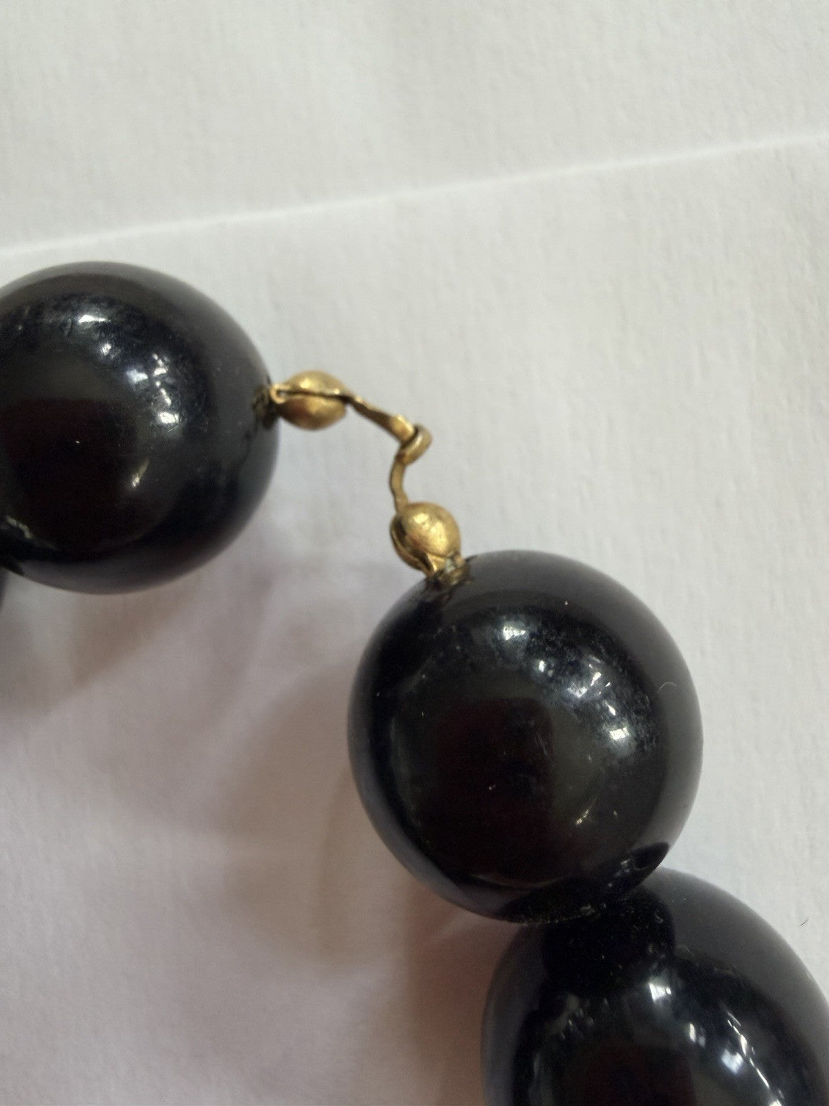 Vintage Graduated Statement Beaded Necklace Lot Purple & Black Round Beads 2 Pc