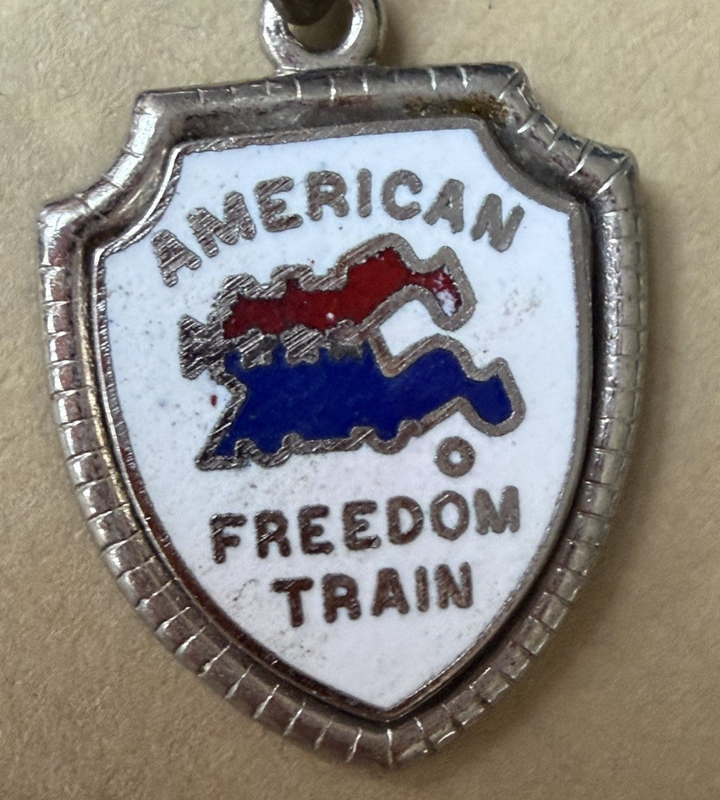 Vintage 800 Silver Travel Shield charm American Freedom Train