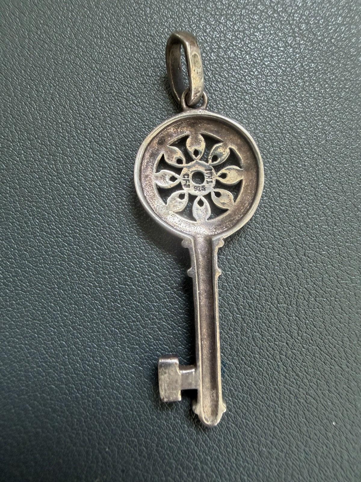 Signed CFJ Collins Sterling 925 Marcasite Ornate Skeleton Key Beautiful Pendant