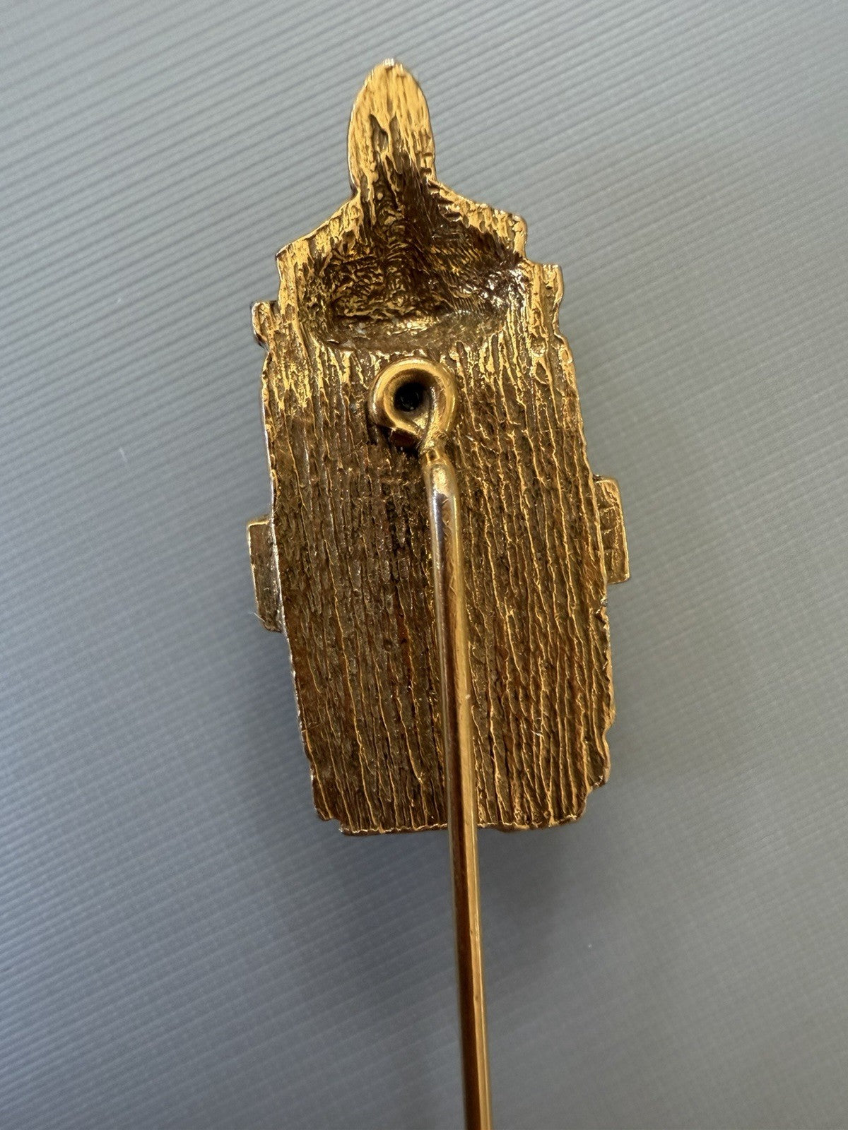 Vintage Street Light Lamppost Lantern Crystal Brooch Pin Gold Tone Clear