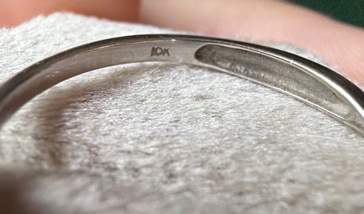 10K White Gold 3 Round Natural Diamond Ring Size 7  simple stacking Band, Signed