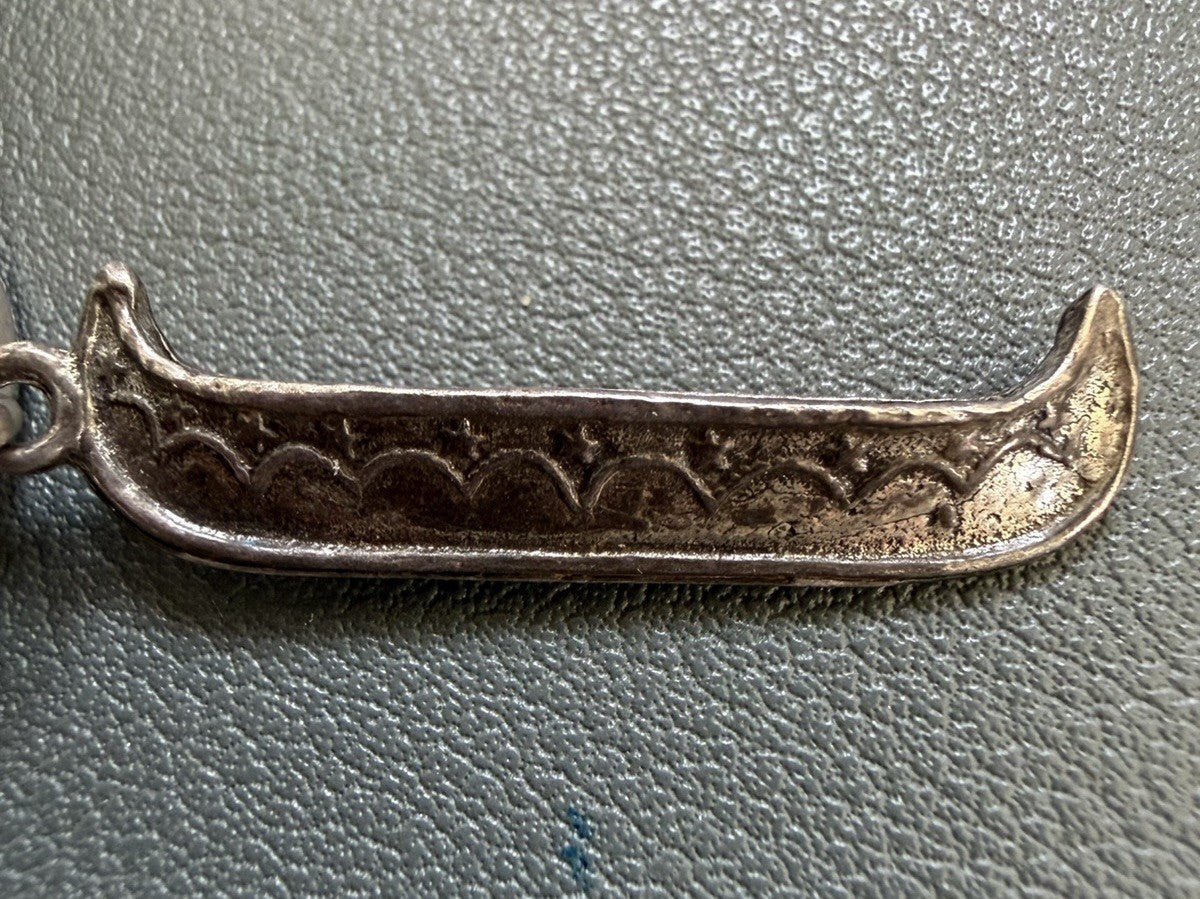 Vintage Sterling Silver 925 Southwestern River Canoe Charm Bracelet Pendant