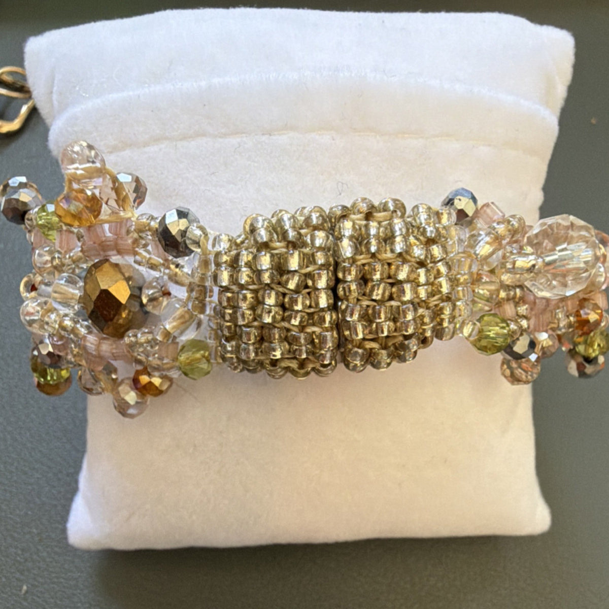 Multicolor Bohemian Beaded Crystal Glass Bracelet magnetic closure 7.5inches