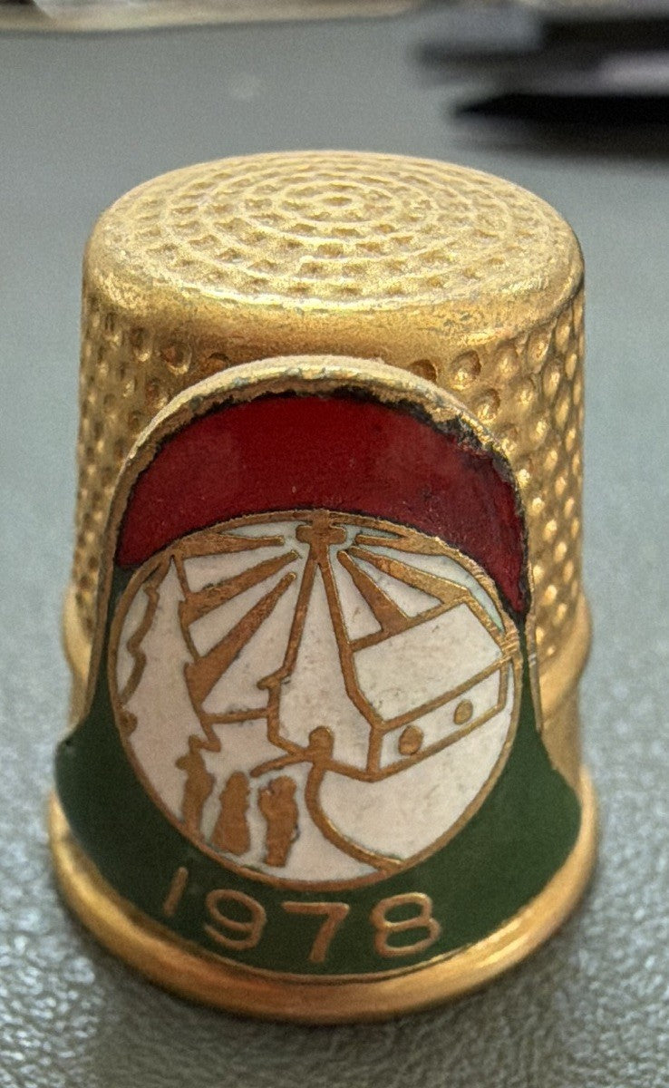 Vintage Lillian Vernon Enamel Sewing Thimble "1978" Christmas Collectible