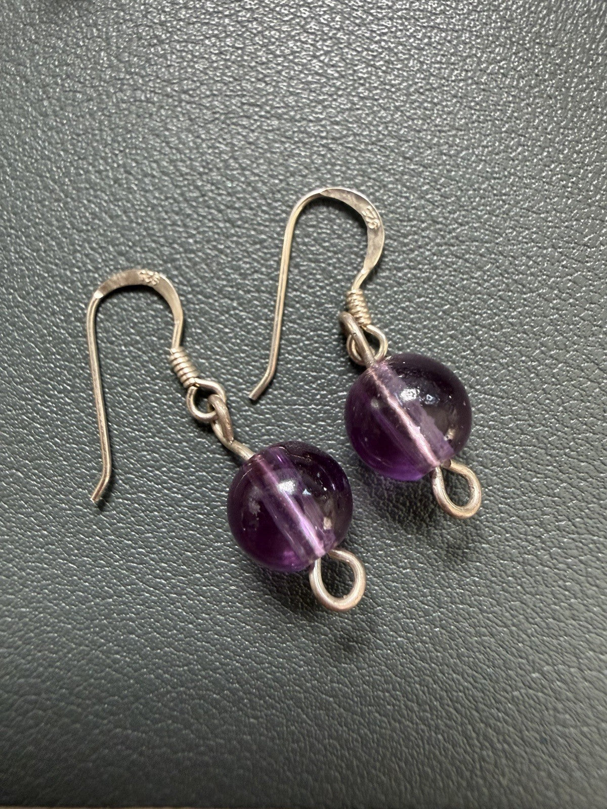 Sterling Silver Earrings Amethyst Earrings Wire Hook Handcrafted Earrings