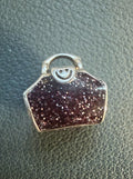 Retired Chamilia Purple Glitter Purse 925 Sterling Silver Charm Bead Bracelet