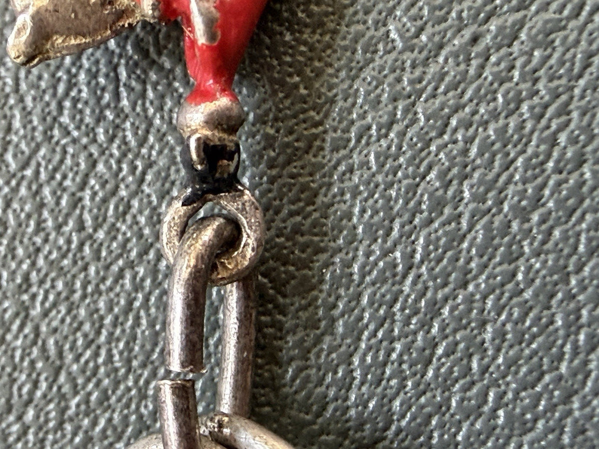 Vintage Sterling Silver 925 Pendant Bracelet Charm Wien Horse Red Enamel Jockey