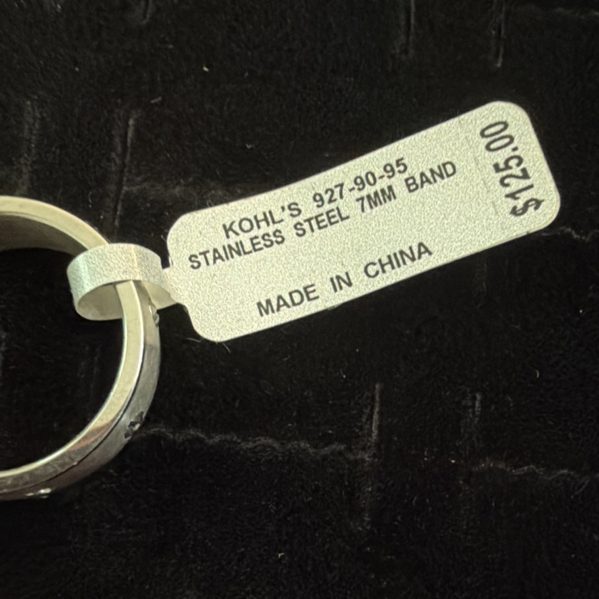 Kohl's Silver Tone Stainless Steel Wide Band Ring Size 10 7mm Modern Style