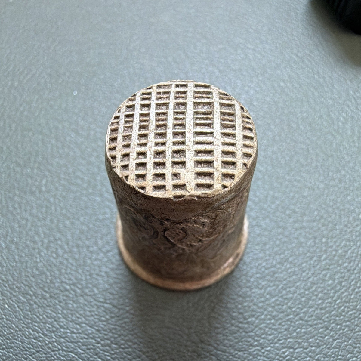 Vintage Metal Sewing Thimble w/ Floral Engraving & Waffle Top, Approx. 0.76 .