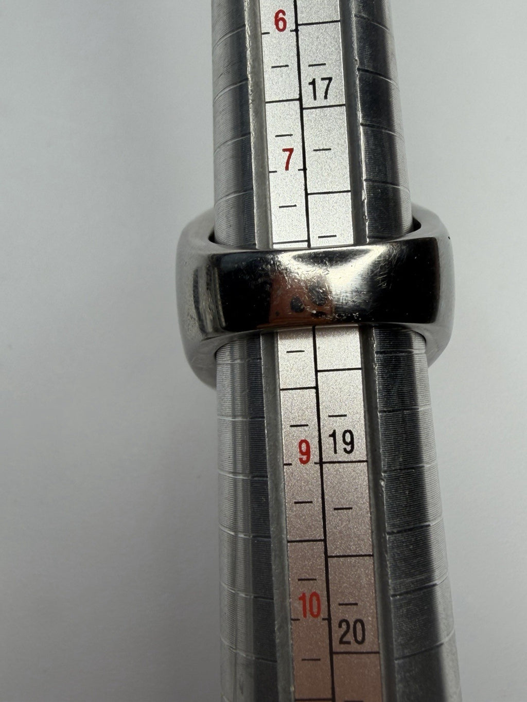 Statement Stainless Steel MOP Ring Signed JS Sz8