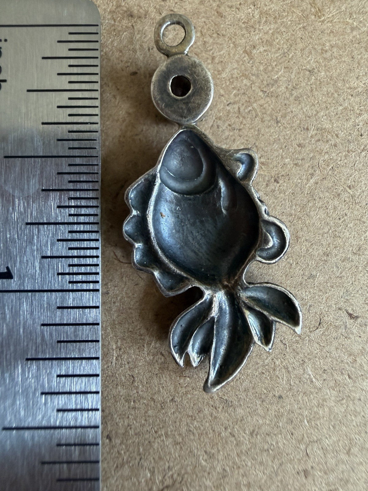 Vintage Fish Charm Sterling Silver 925 Amethyst Pendant  Approx. 1.5 Inch