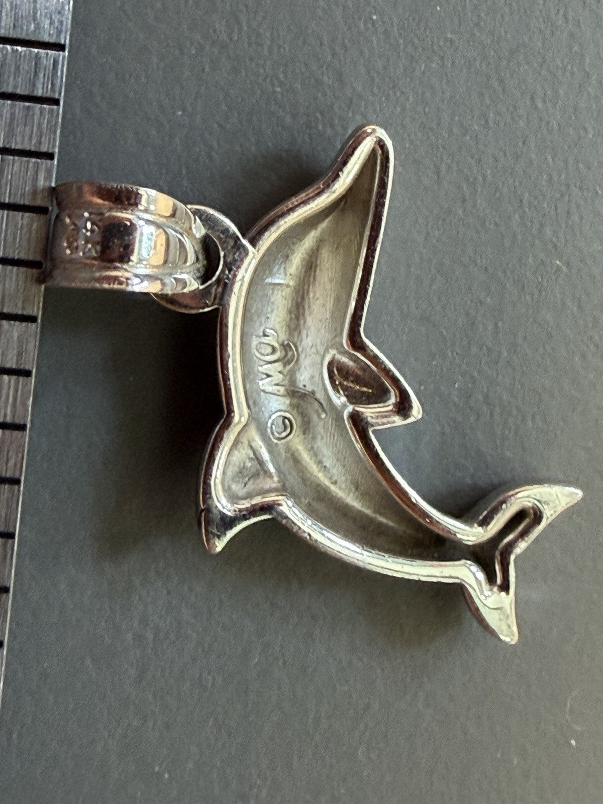 Vintage Michael Anthony USA 14K White Gold Jumping Dolphin Petite Slide Pendant