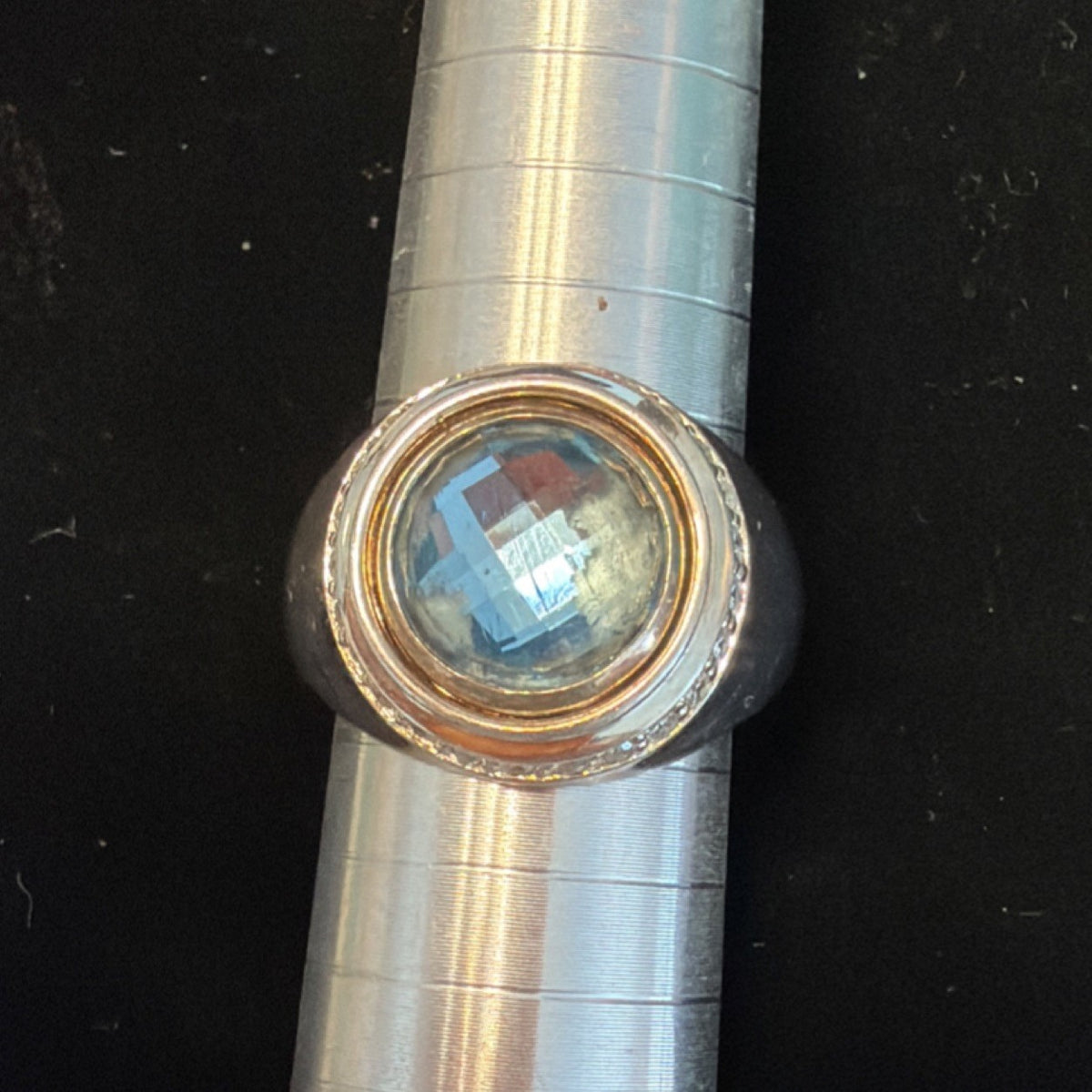 Kameleon Sterling Silver 925 Faceted Blue Stone Statement Ring Size 8