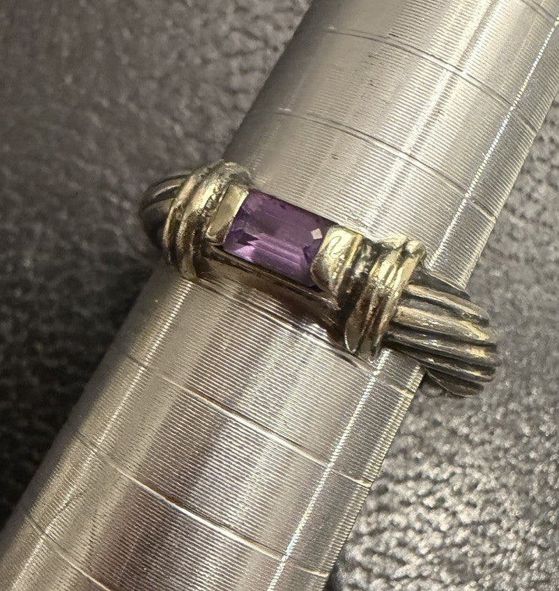 David Yurman Amethyst Classic Cable 14k & 925  14k Perfect Stacking Ring Sz6